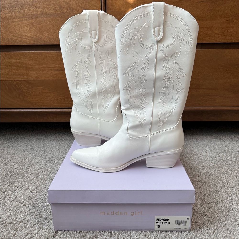 Madden Girl Redford White Western Cowboy Boots | Size 10 | Like New